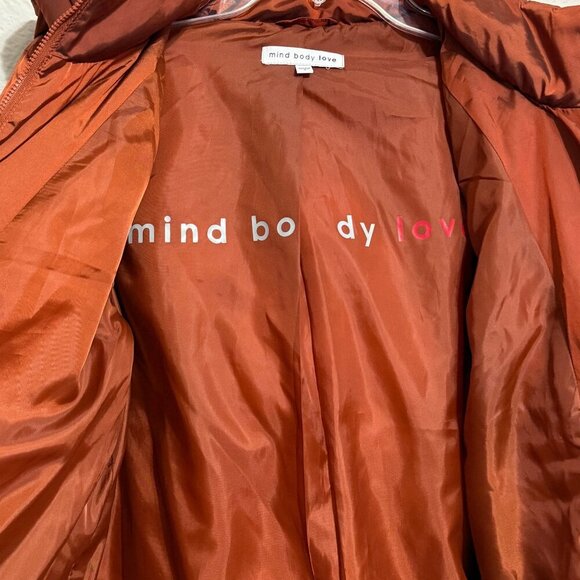 Womens Mind Body Love Burnt Orange Puffer Jacket - Size Small - Picture 5 of 10